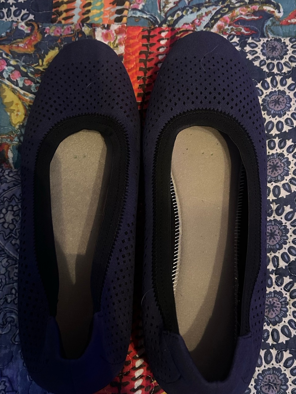 Cloudsteppers by Clarks Navy Perforated Slip-On Ballet Flats